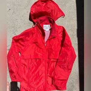 Bright Red classic raincoat/winbreaker with *removable* hood